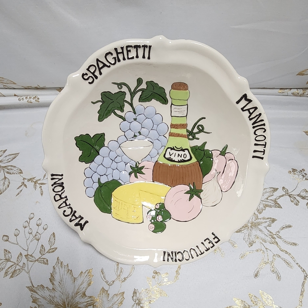 Beautiful Large Vintage Handpainted Italian Ceramic Pasta Bowl/Serving Bowl